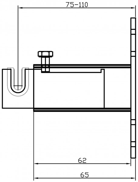 Metallhalterung W187 4-fachWand-Mitte Einlagelasche 75-110 mm