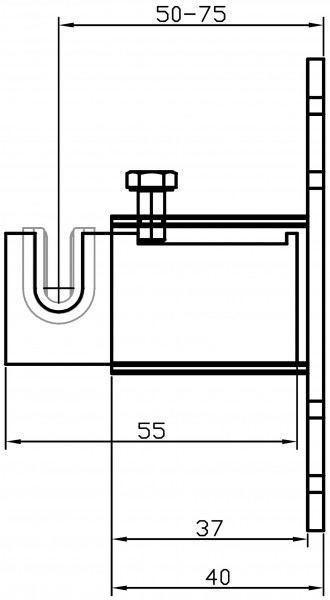 Metallhalterung W186 4-fachWand-Mitte Einlagelasche 50-75 mm