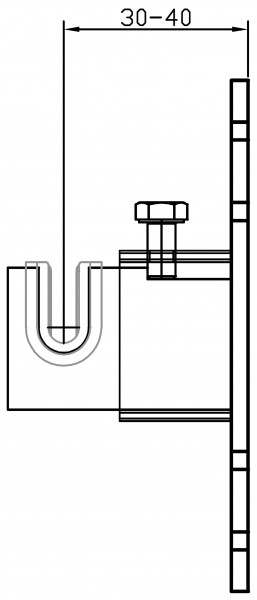 Metallhalterung W185 4-fachWand-Mitte Einlagelasche 30-40 mm